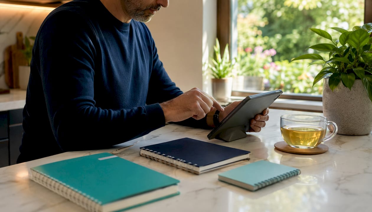 How Variable Expenses Work: A Personal Budget Guide 2 Hands entering expenses on tablet at café table