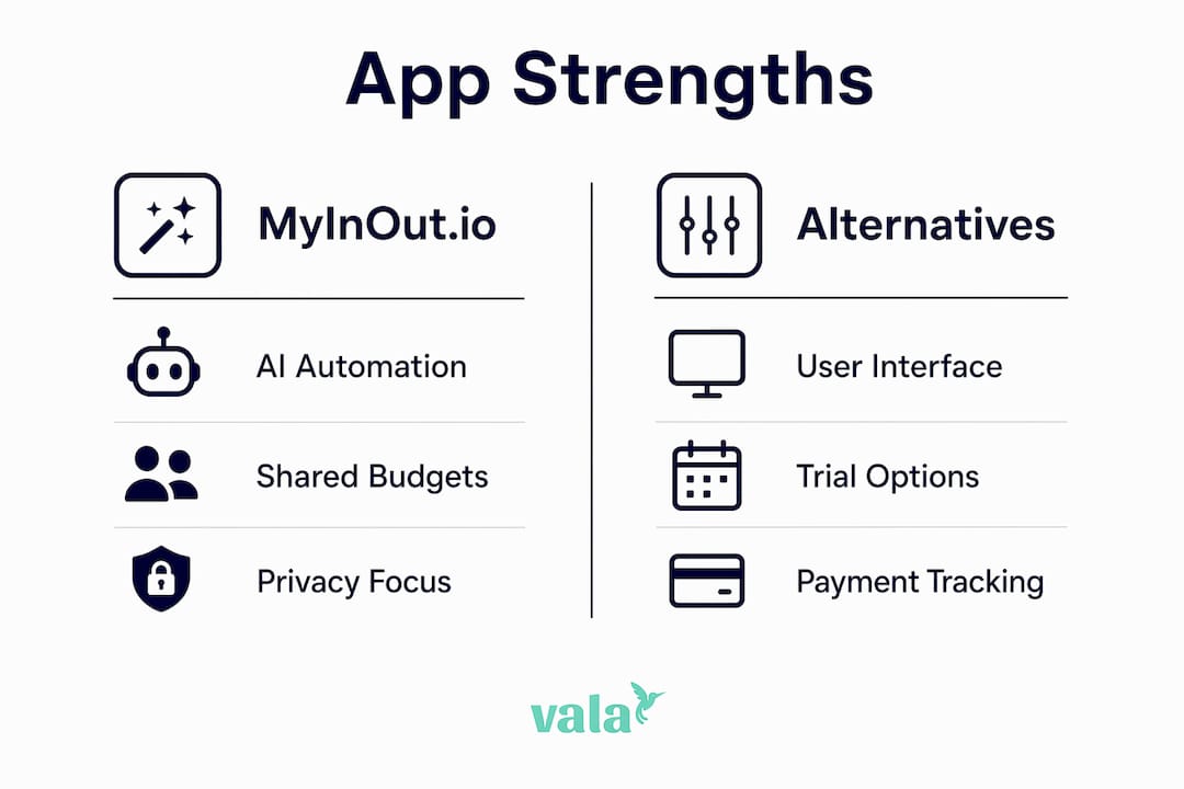 Infographic contrasting budgeting app strengths