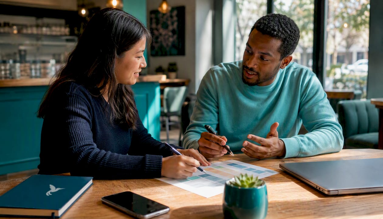 How Expense Insights Work: Ai-Powered Spending Signals 2 Hands pointing at transaction categorization documents