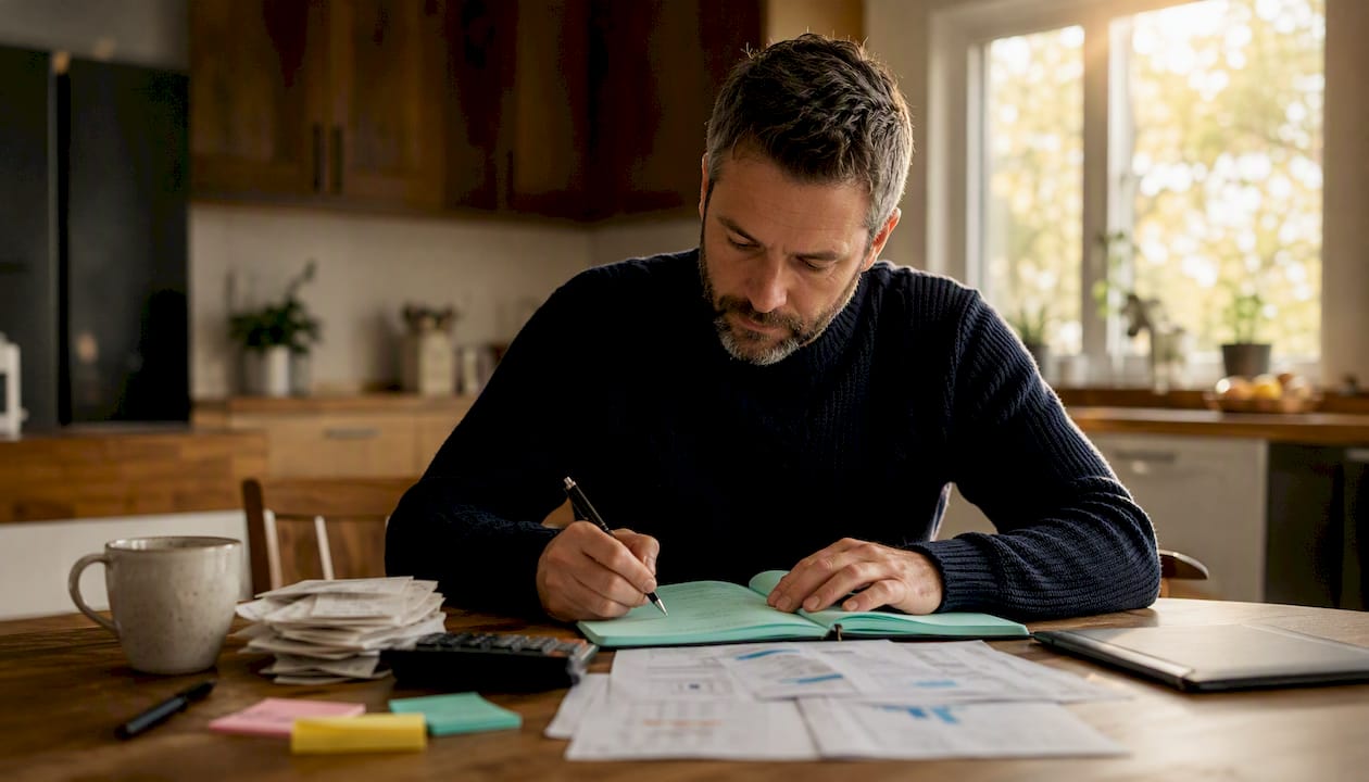 Why Income Tracking Matters For Your Financial Health 2 Man recording income in ledger at home office