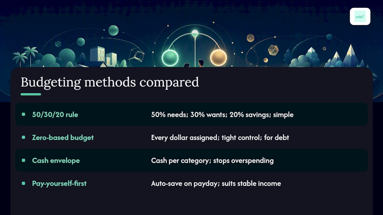 Financial Management Basics For Individuals And Couples 2 Comparative diagram of budgeting methods
