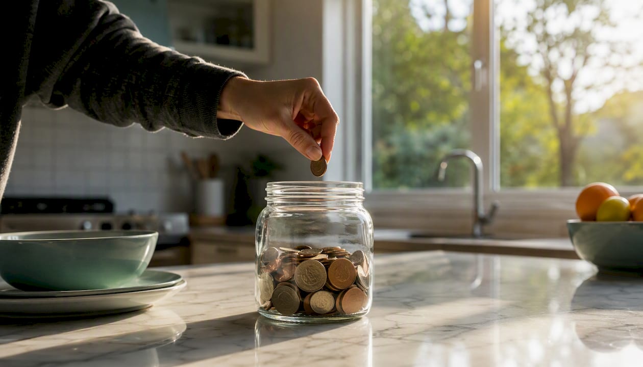 Pay Yourself First Budgeting: Automate Savings Now 2 Glass jar being filled with coins