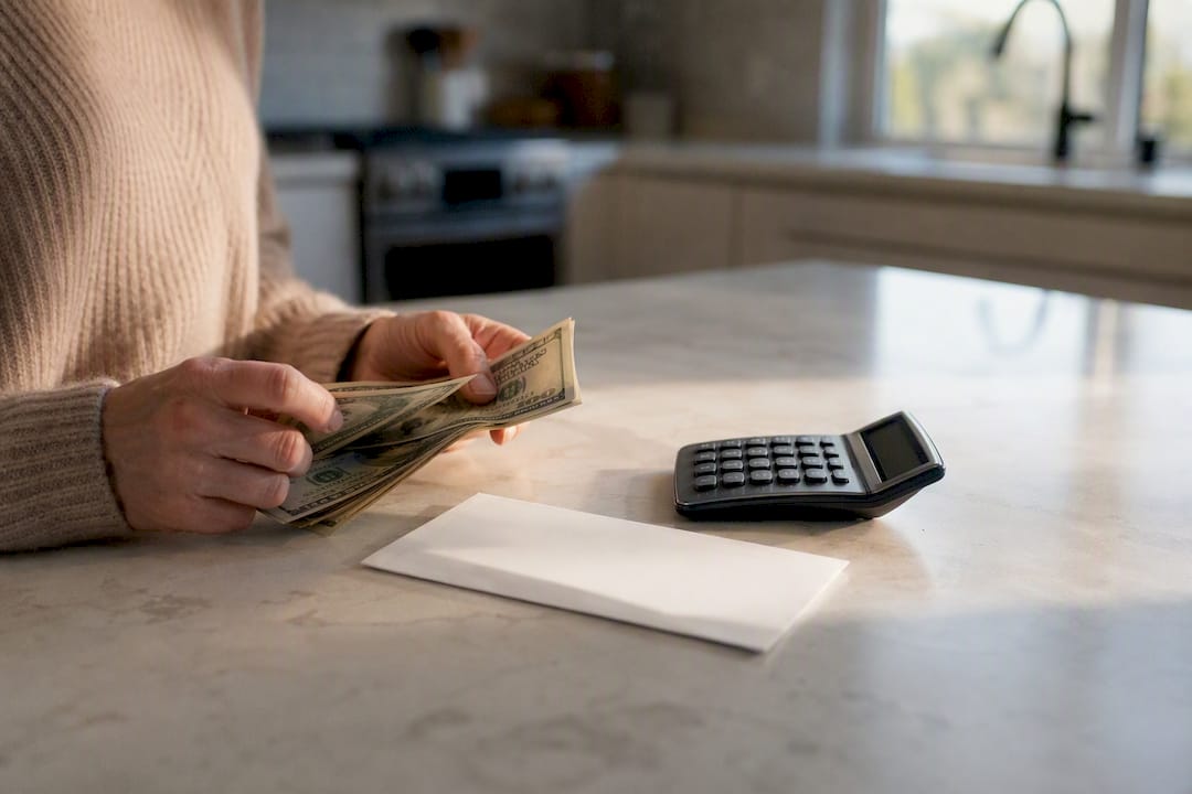 Hands reconciling cash and statement