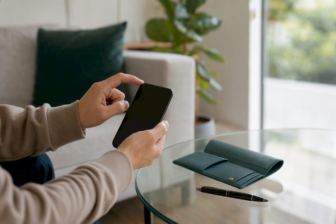 Hands managing phone subscription cancellation