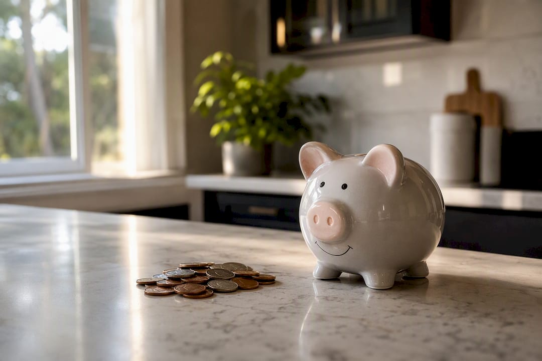 You Can Avoid Overdraft Fees With Three Quick Changes 4 Piggy bank and coins on home surface