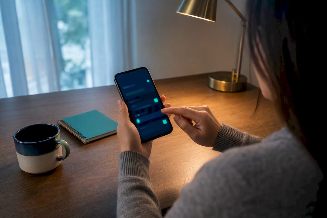 Person reviewing budgeting app security settings