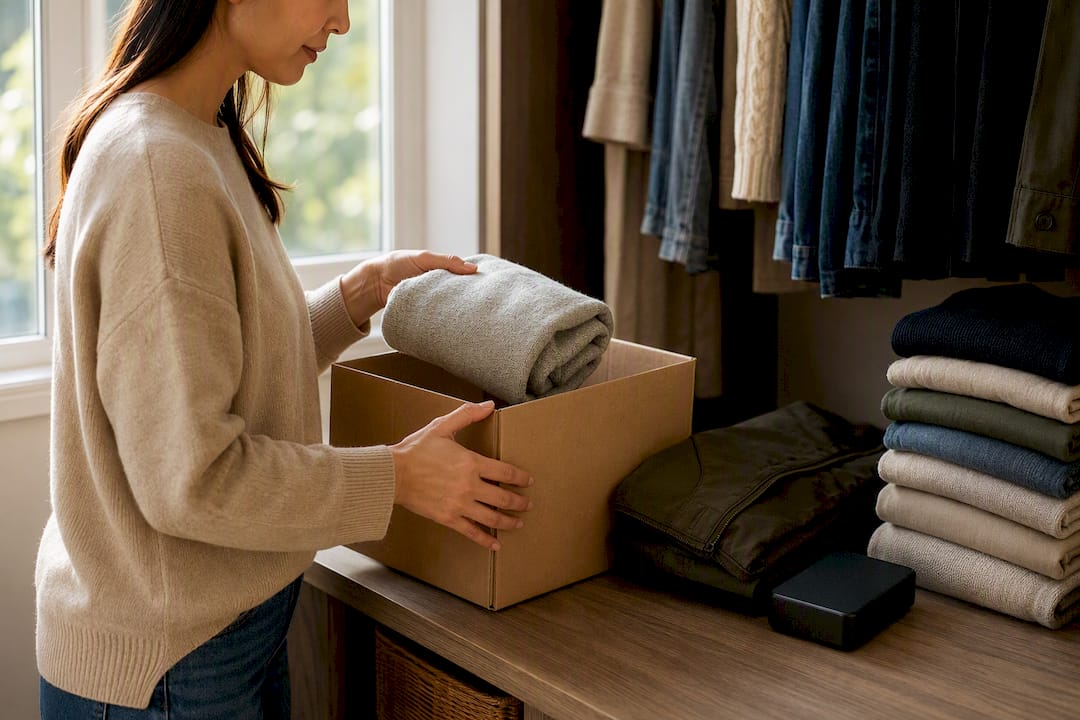 Sorting unused belongings to sell