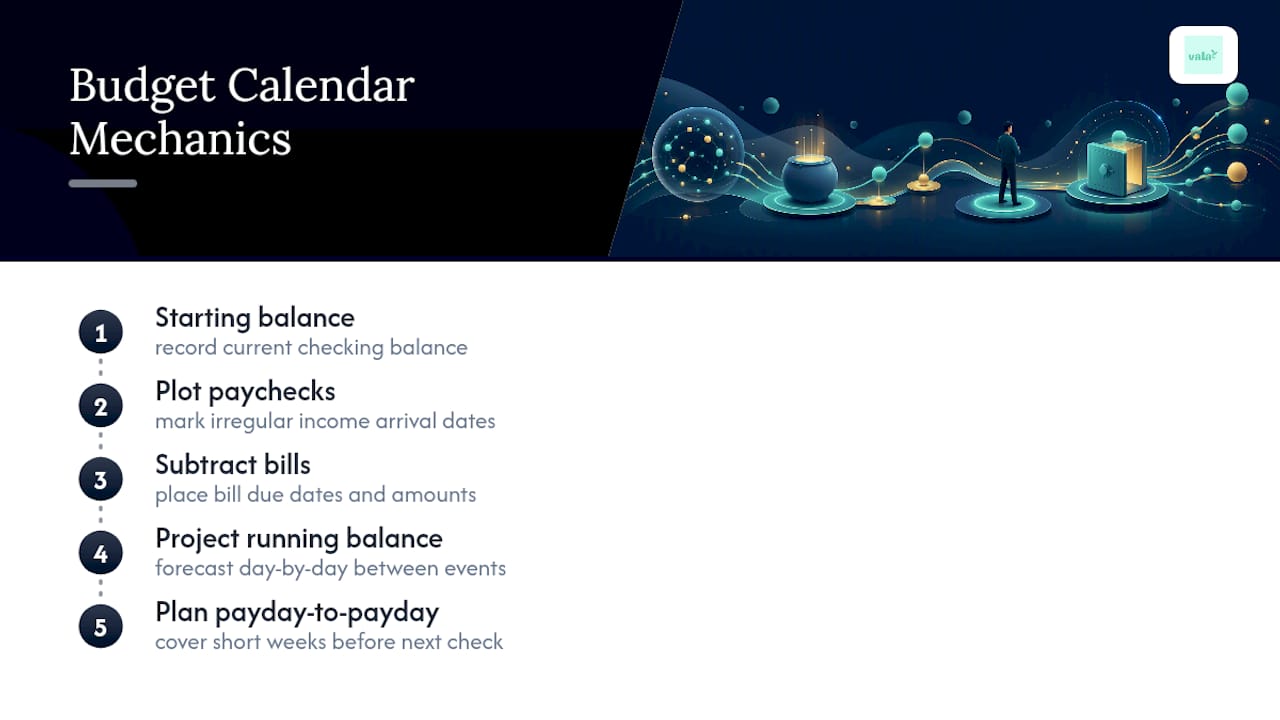 Day-by-day projected balance timeline