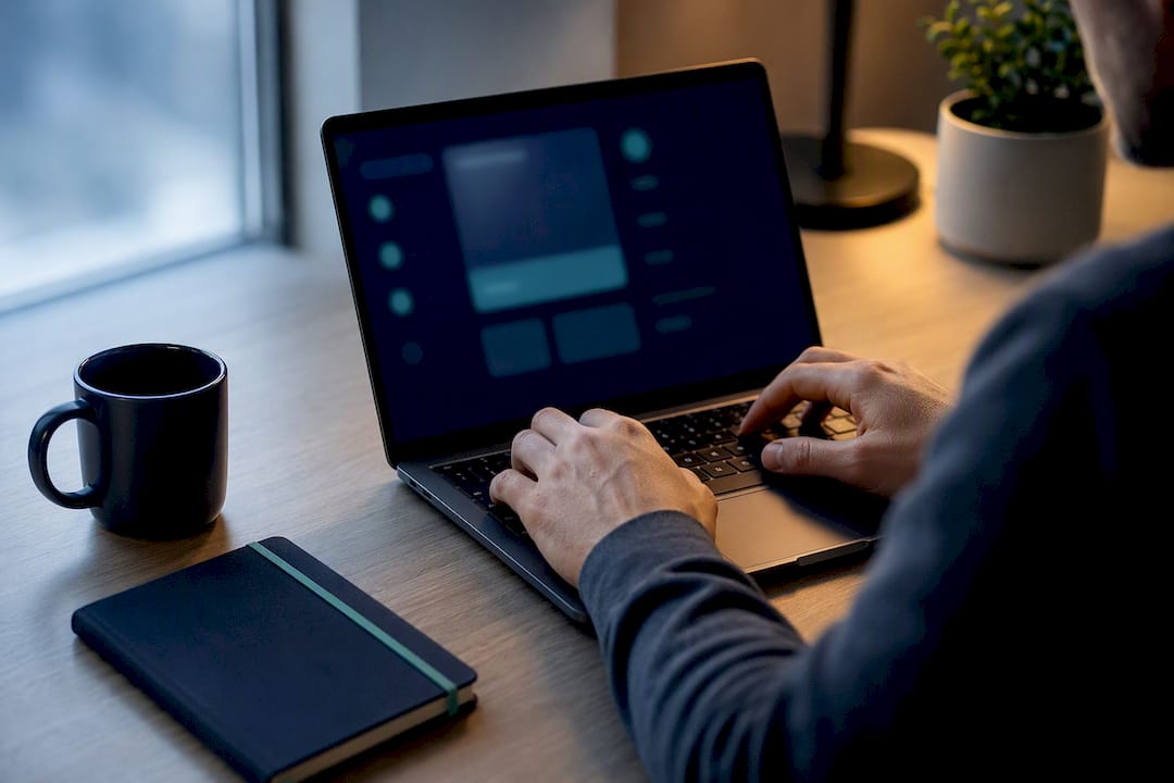 Hands checking a bank feed connection